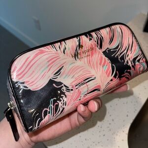 Kate Spade pink floral pattern travel accessories bag